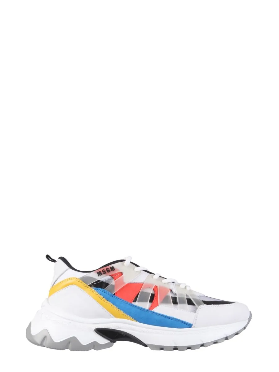 Msgm Panelled Lace-Up Sneakers