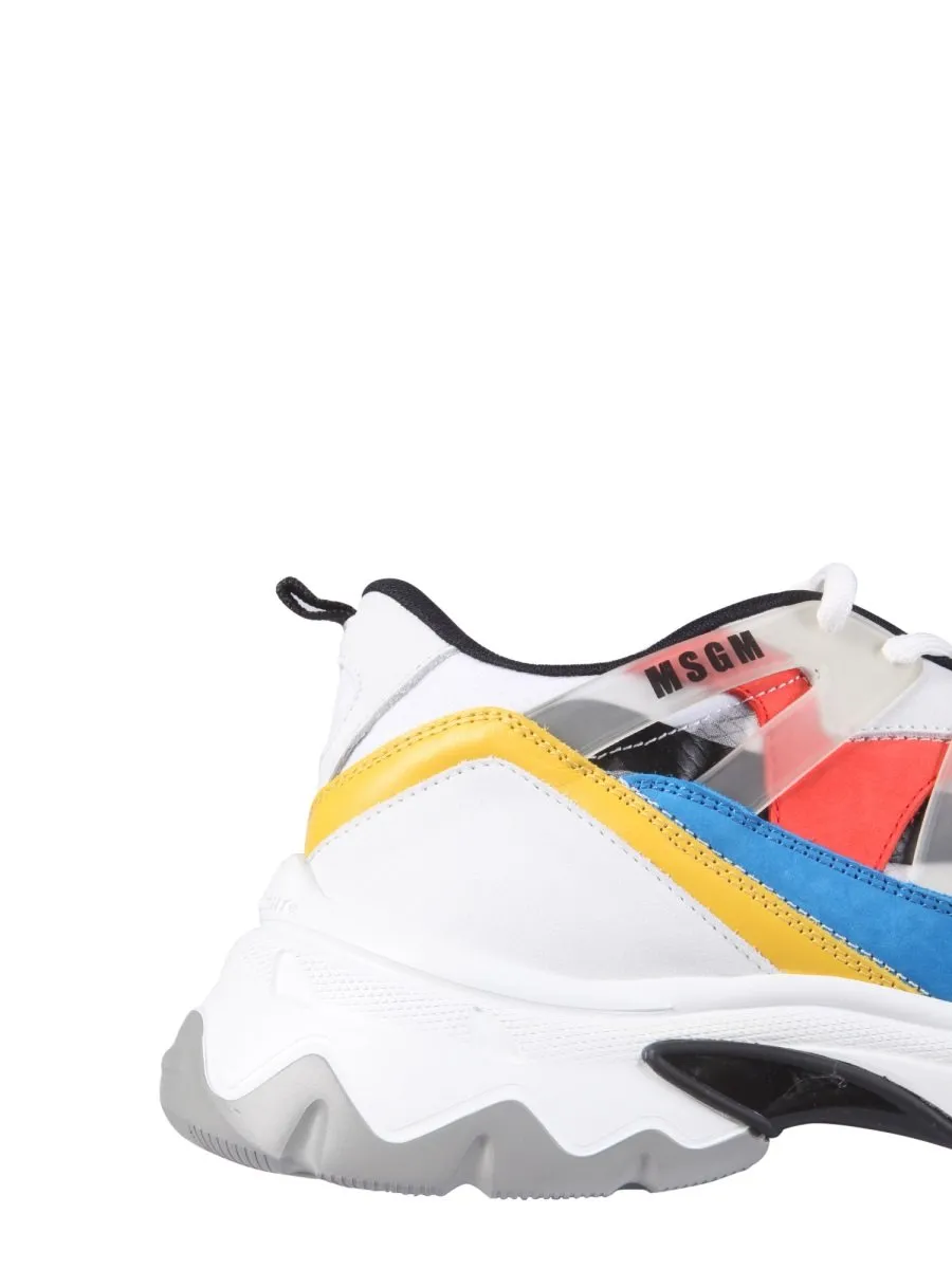Msgm Panelled Lace-Up Sneakers