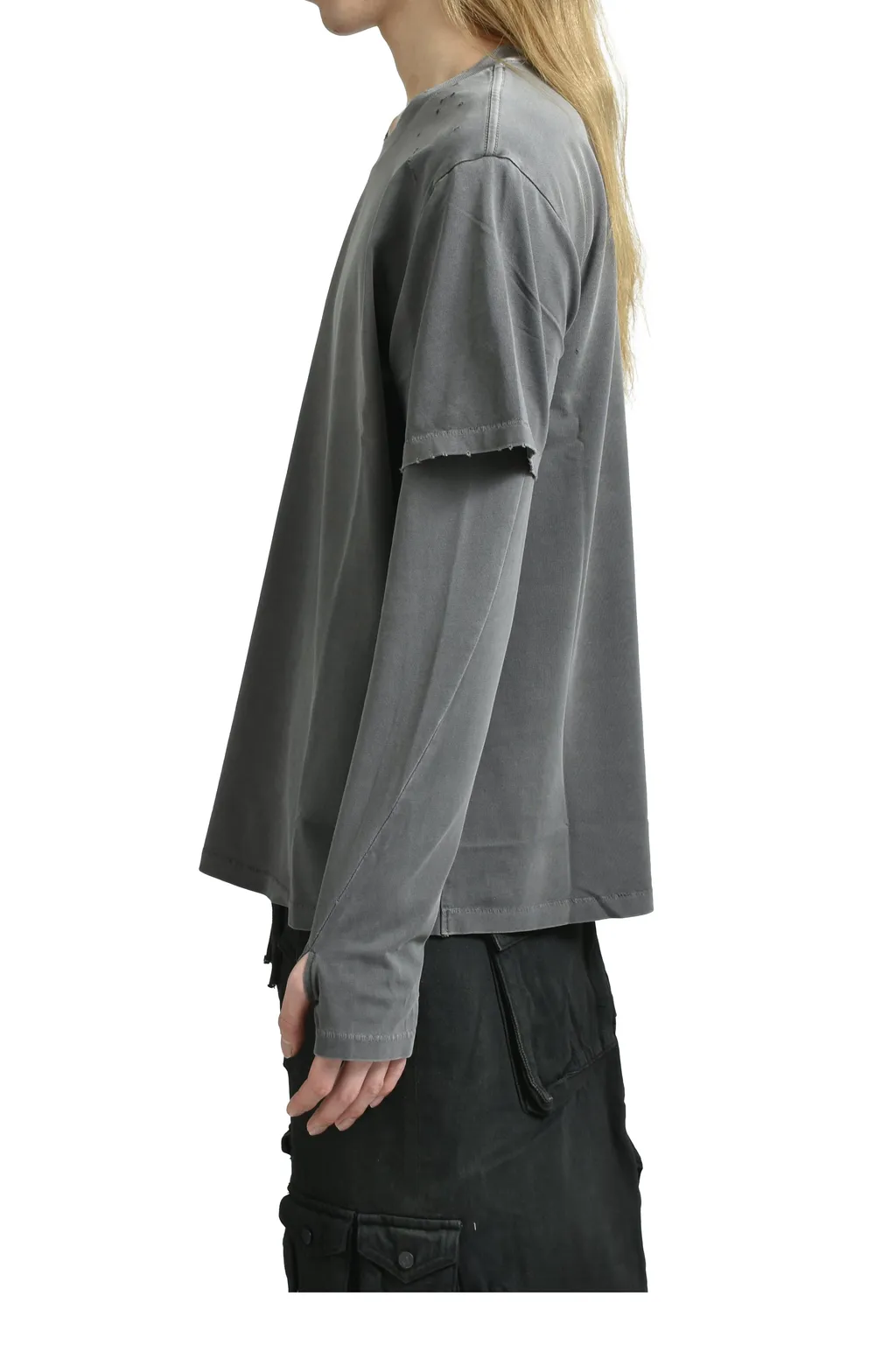 Sun Faded Double Layer Tee / Washed Blk
