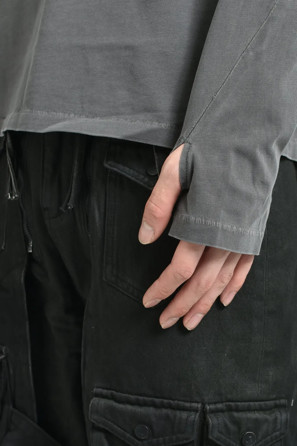 Sun Faded Double Layer Tee / Washed Blk