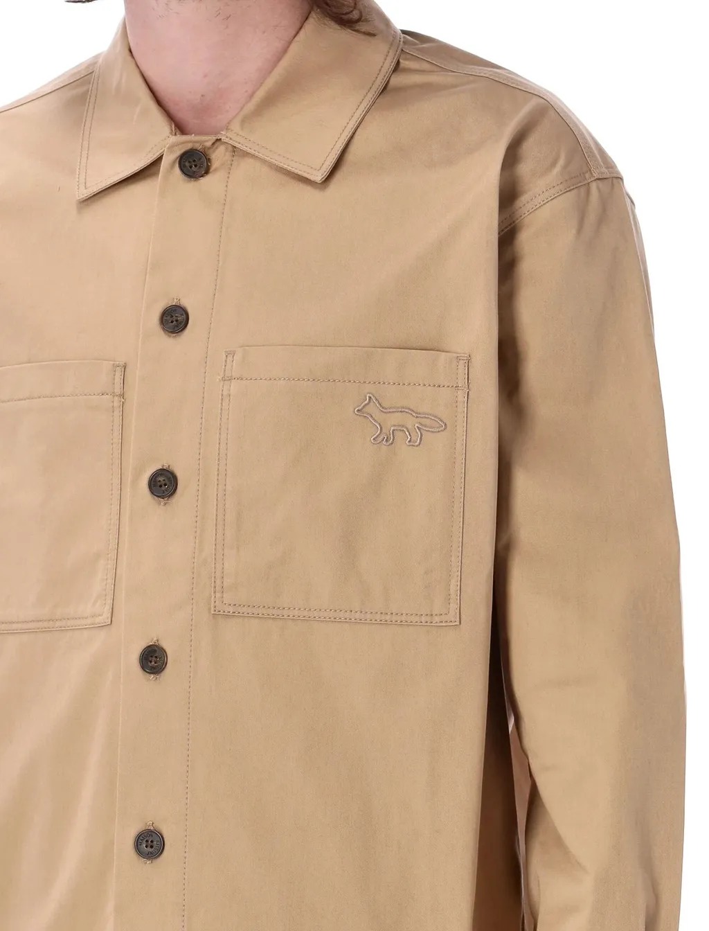 Maison Kitsuné Profile Fox Buttoned Long-Sleeved Shirt