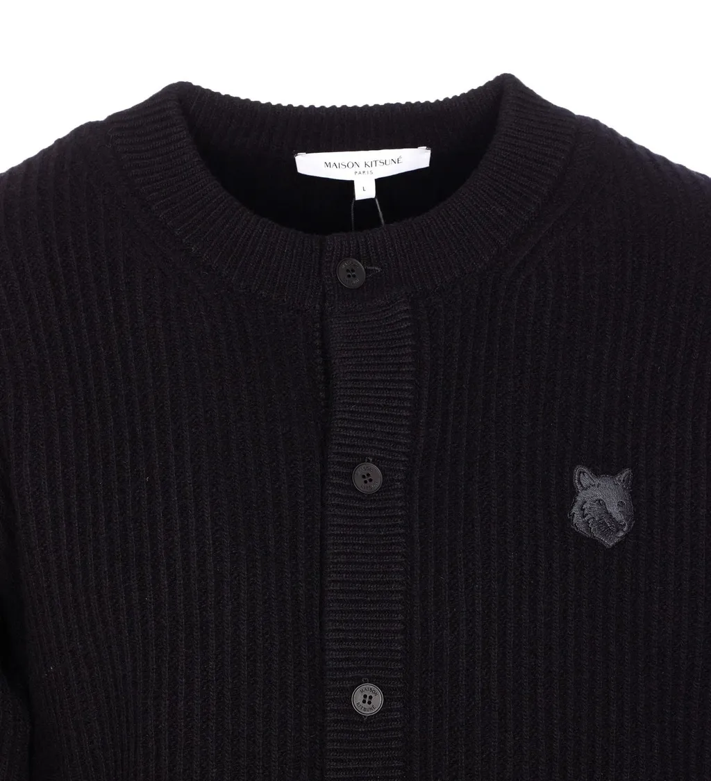Maison Kitsuné Fox Head Ribbed Cardigan