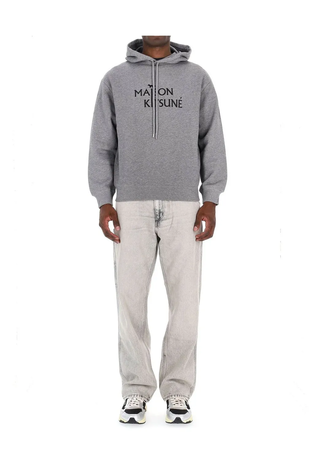 Maison Kitsuné Logo Embroidered Drawstring Hoodie