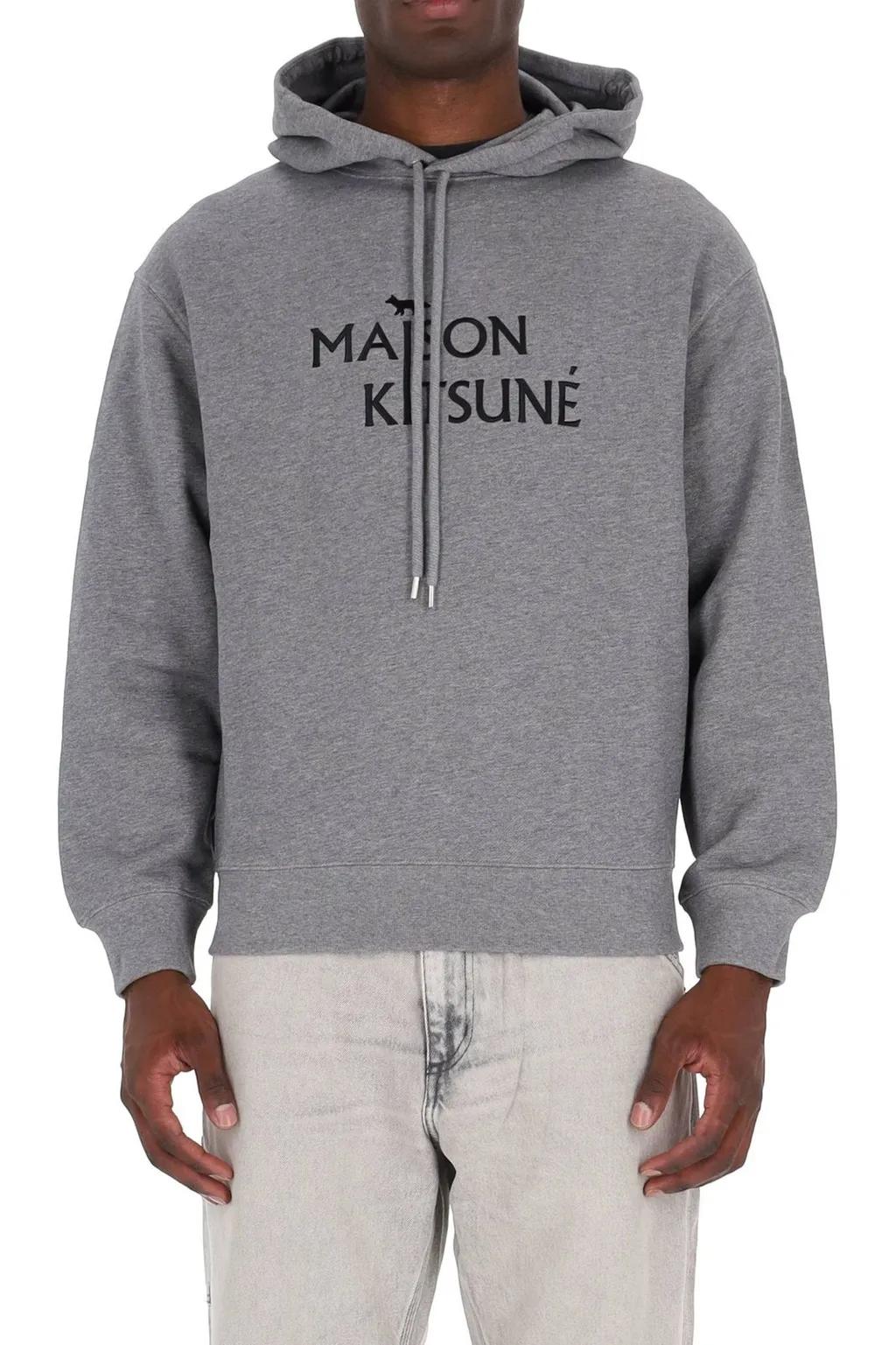 Maison Kitsuné Logo Embroidered Drawstring Hoodie
