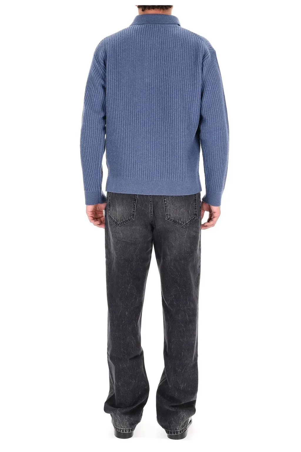 Maison Kitsuné Fox Head Ribbed Polo Jumper