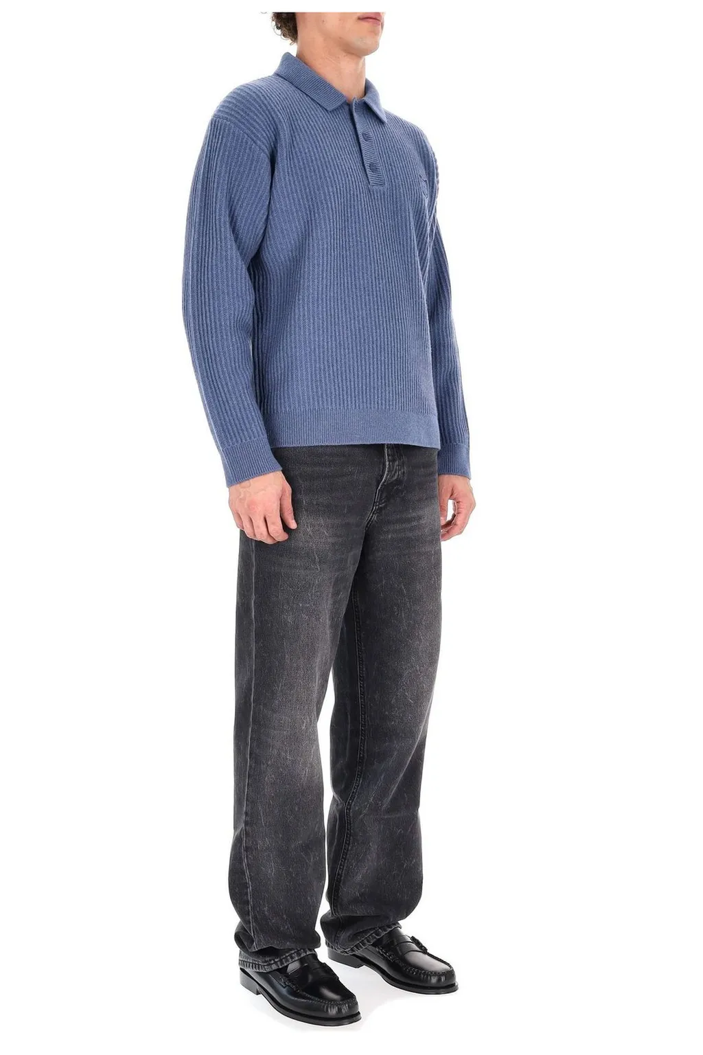 Maison Kitsuné Fox Head Ribbed Polo Jumper