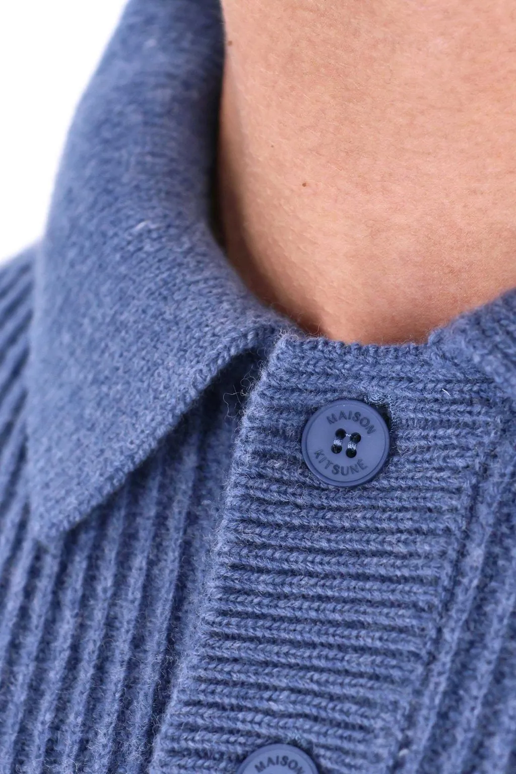 Maison Kitsuné Fox Head Ribbed Polo Jumper