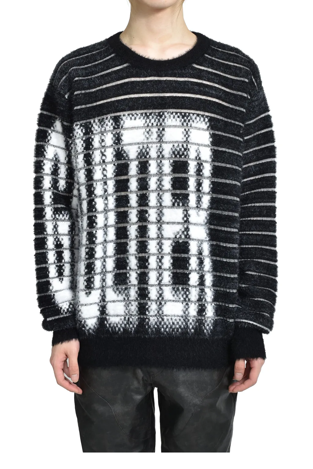 Crew Neck Oversized Sweater / Blk/Wht Gaultier