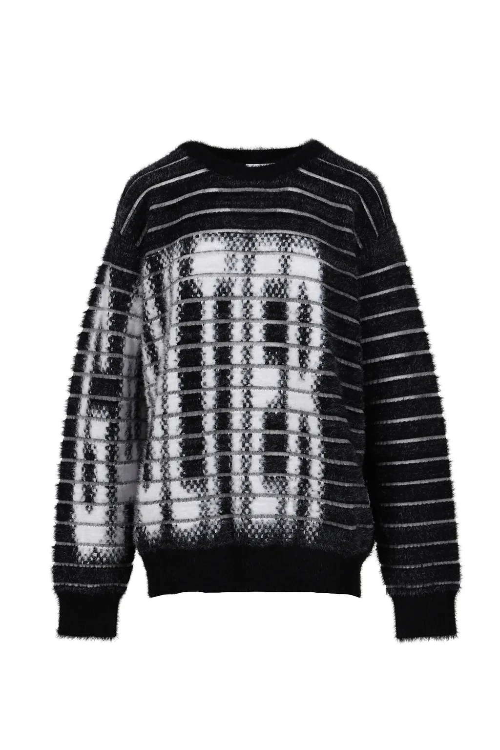 Crew Neck Oversized Sweater / Blk/Wht Gaultier