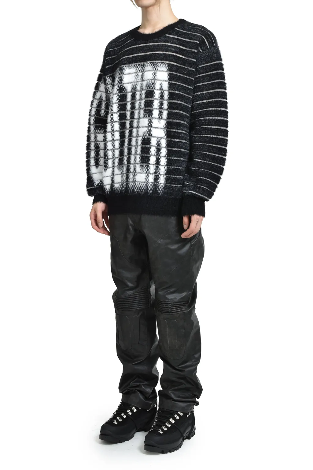 Crew Neck Oversized Sweater / Blk/Wht Gaultier