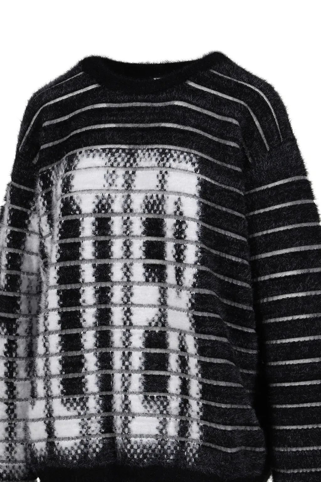 Crew Neck Oversized Sweater / Blk/Wht Gaultier