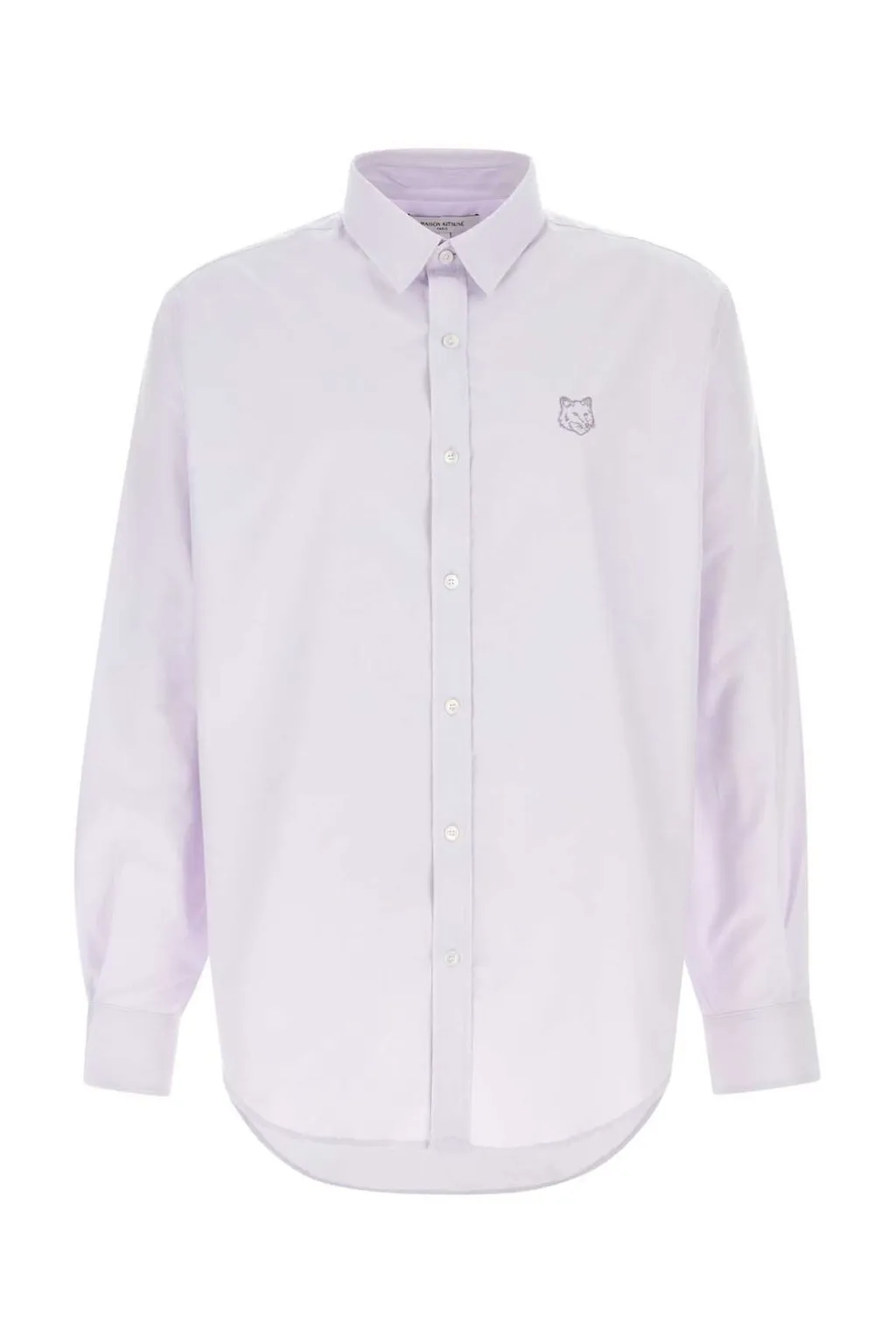 Maison Kitsuné Fox Head Embroidered Curved Hem Shirt