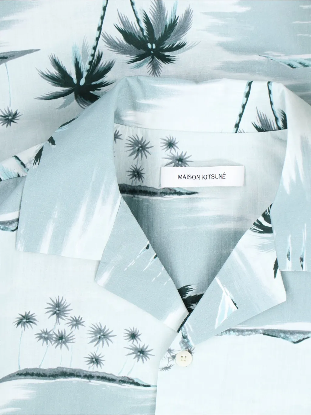 Maison Kitsuné Island-Print Short-Sleeved Shirt