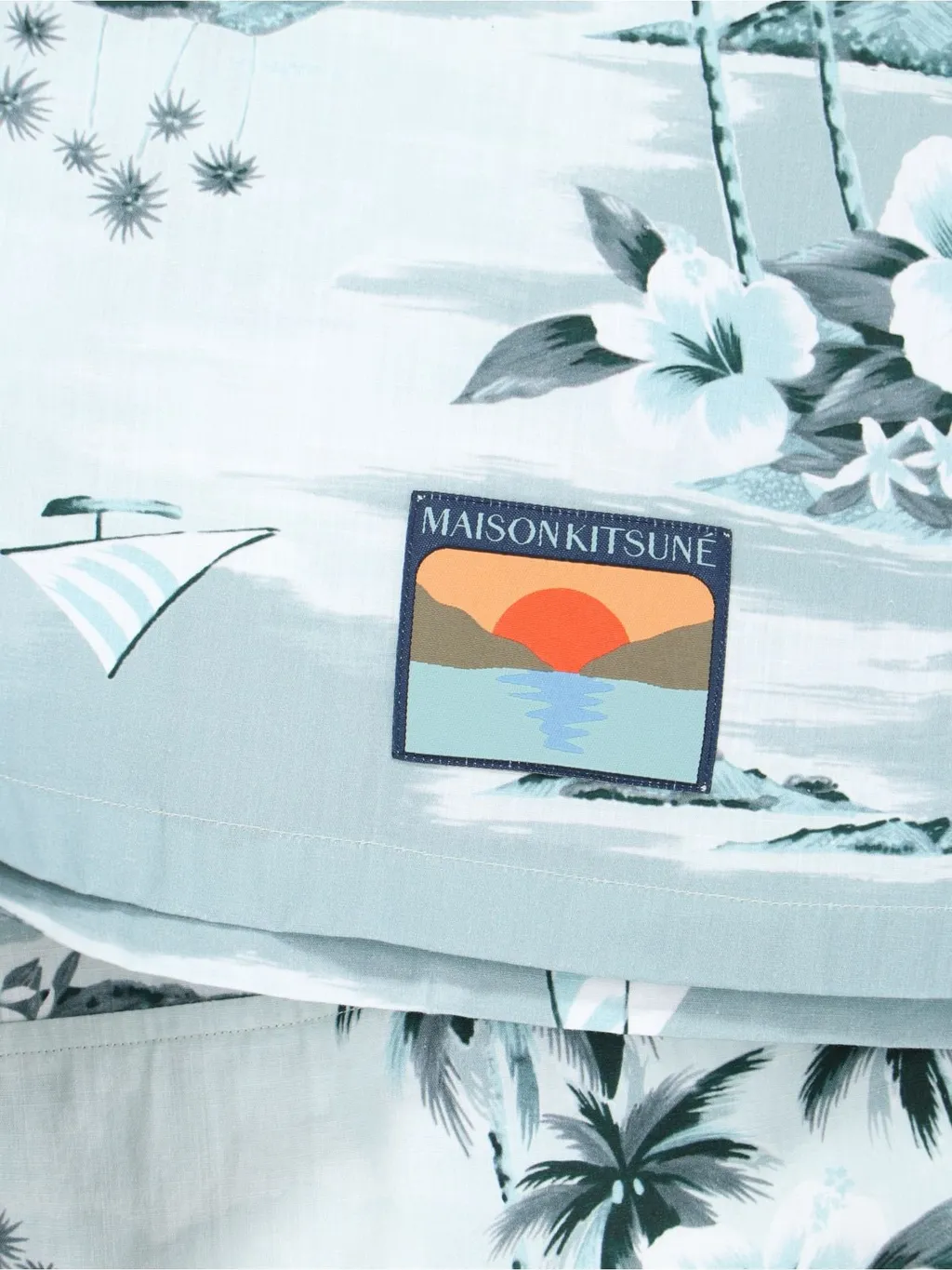 Maison Kitsuné Island-Print Short-Sleeved Shirt