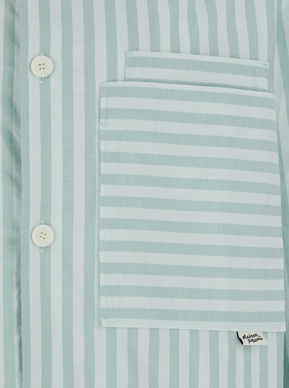Maison Kitsuné Long Sleeved Striped Overshirt