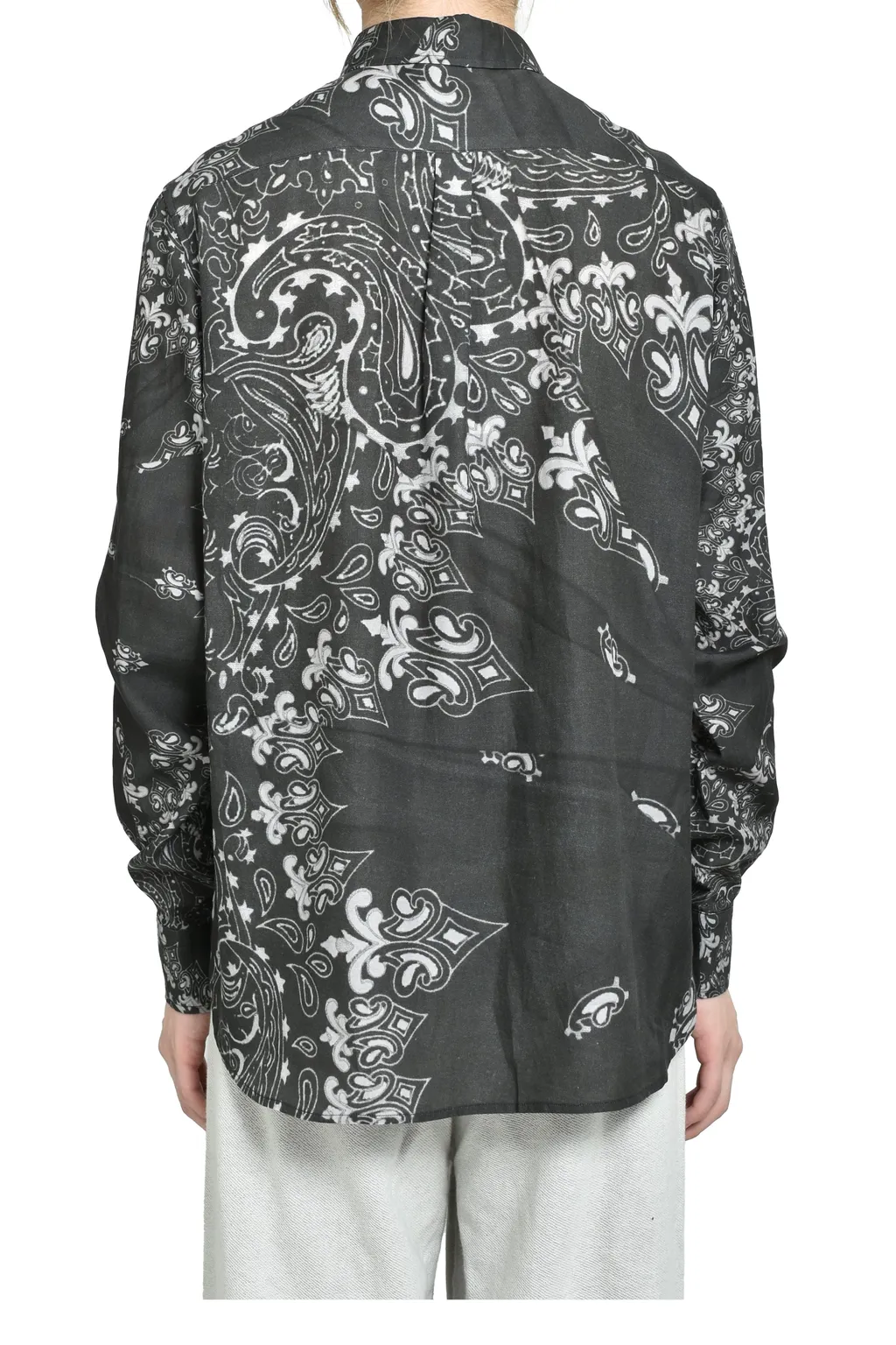 Crushed Paisley Print Shirt / Blk