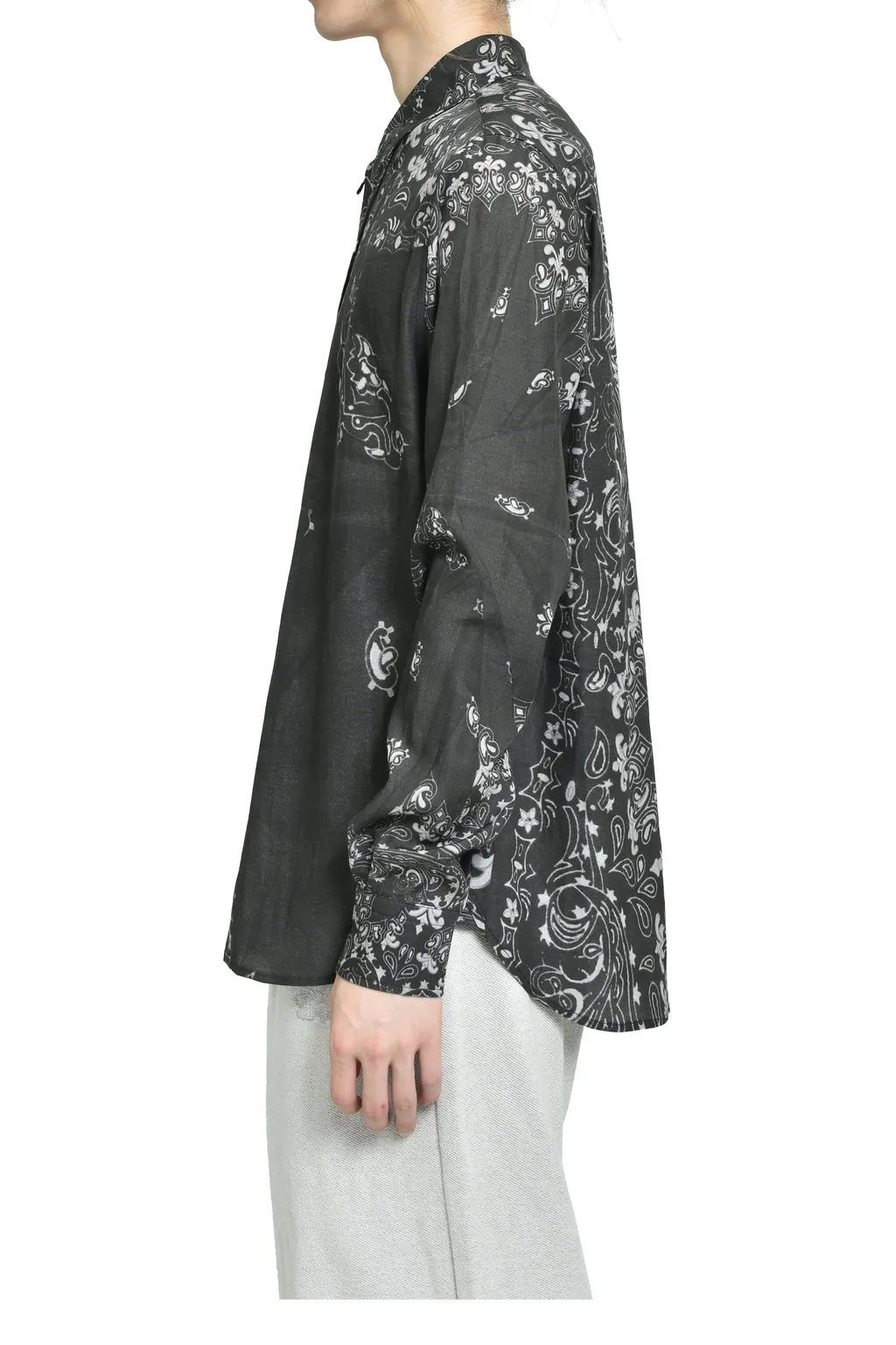 Crushed Paisley Print Shirt / Blk