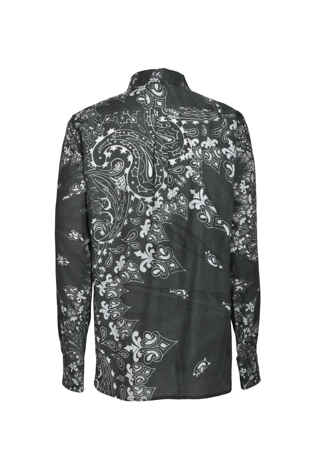 Crushed Paisley Print Shirt / Blk