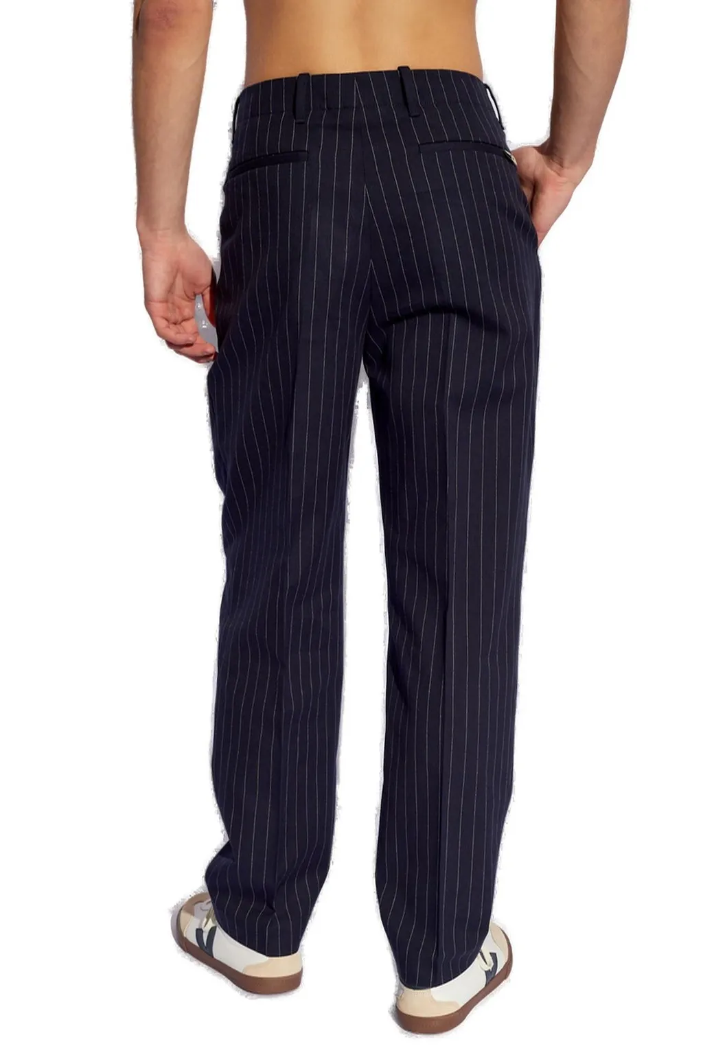 Maison Kitsuné Pleated Striped Tapered Trousers