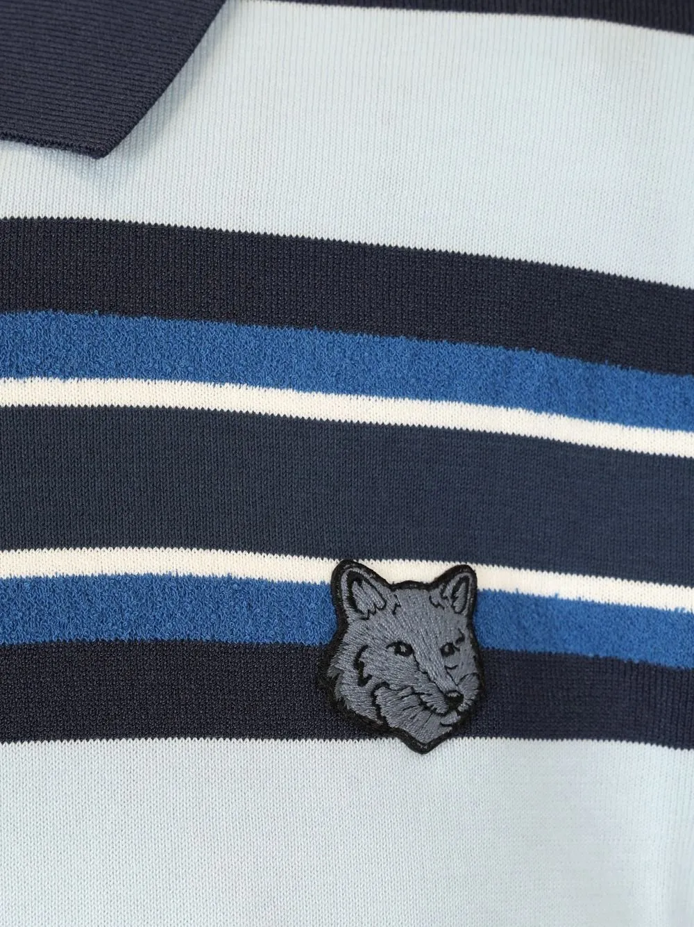 Maison Kitsuné Bold Fox Head Patch Fine Gauge Striped Polo Shirt