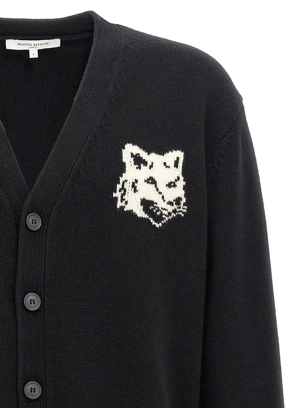 Maison Kitsuné Fox Head Intarsia-Knit Cardigan