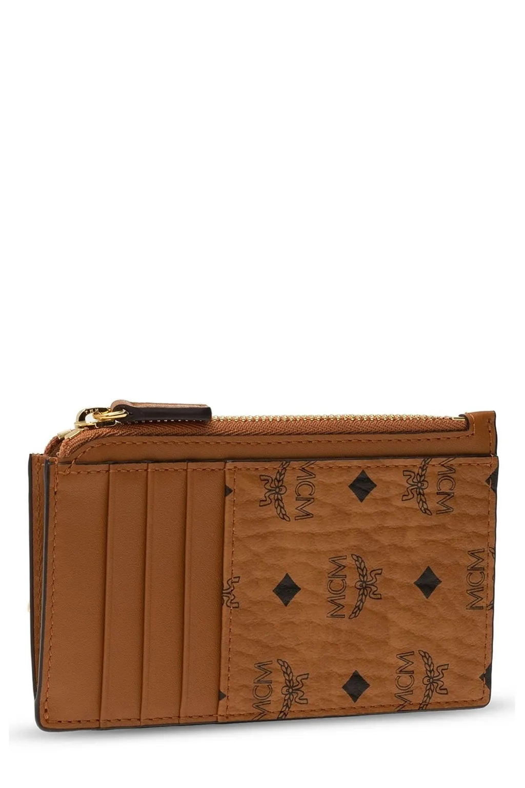 Mcm Allover Logo Printed Zipped Card Holder