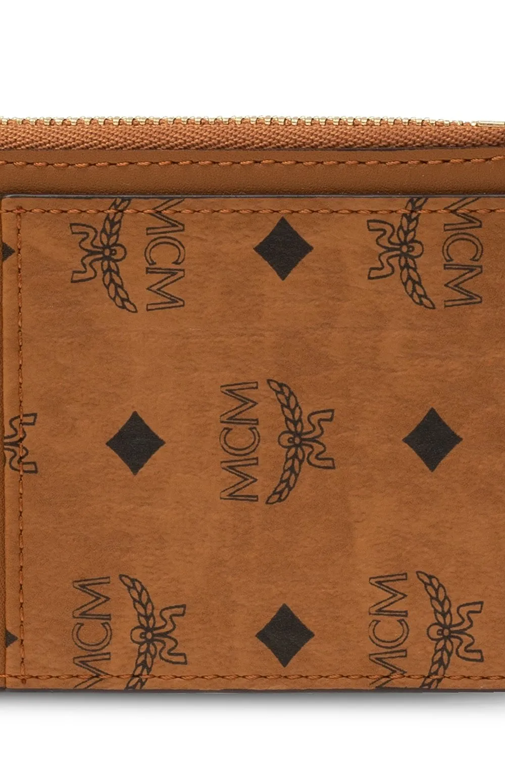 Mcm Allover Logo Printed Zipped Card Holder