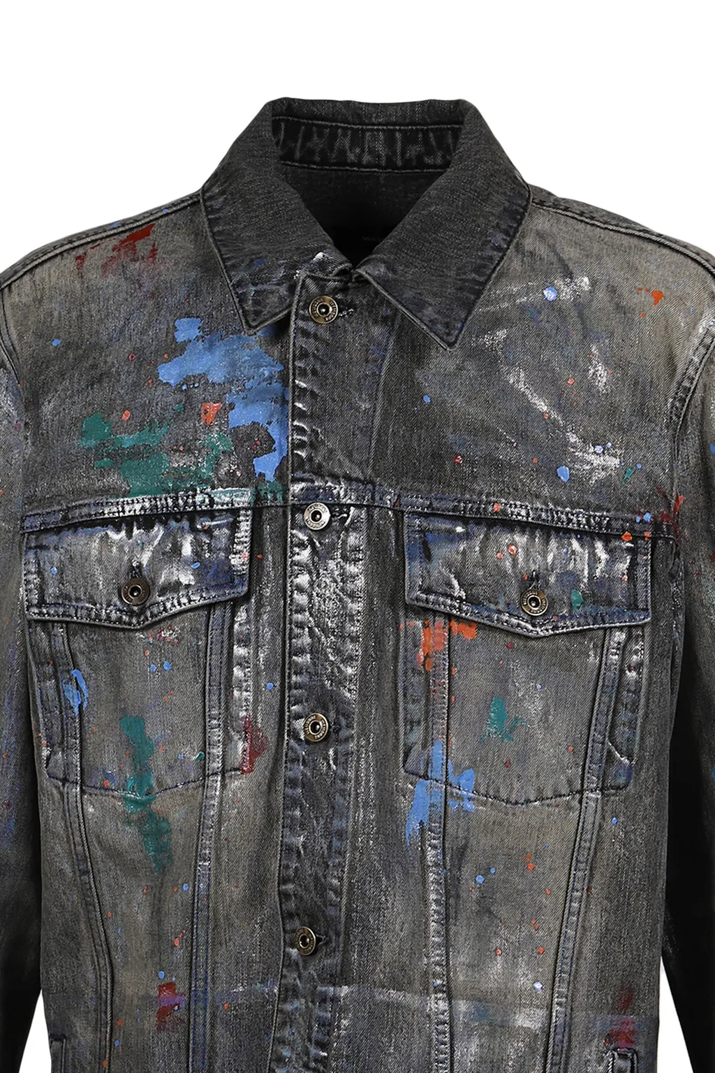 Black Gloss-Coated Painted Jacket / Blk