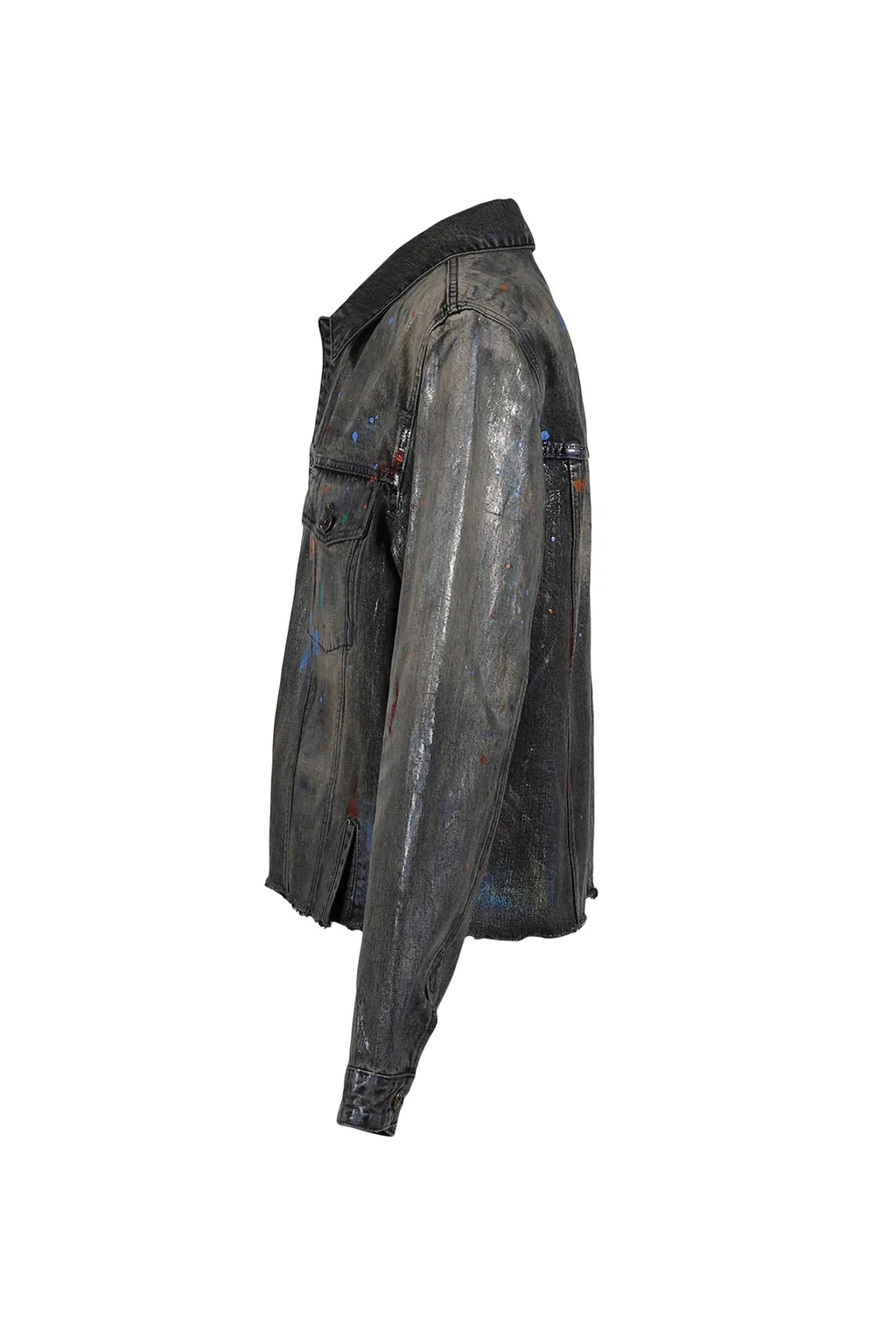 Black Gloss-Coated Painted Jacket / Blk