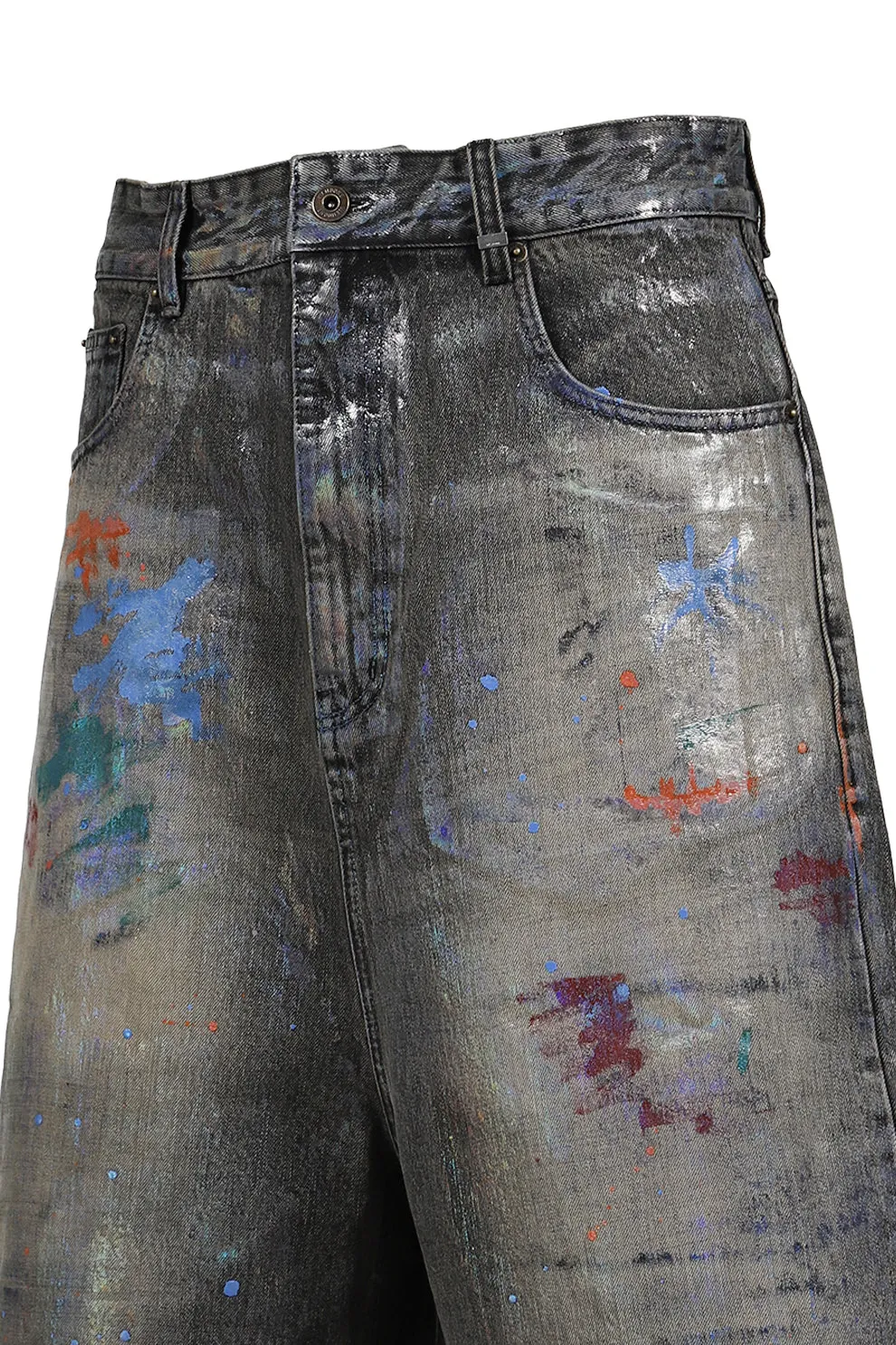 Black Painted Denim Shorts / Blk