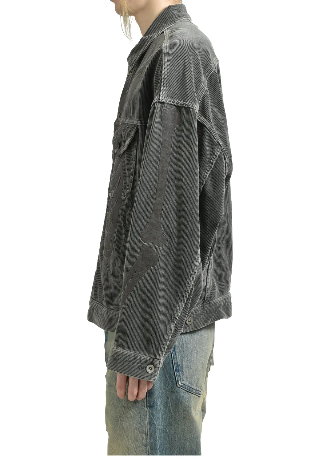 Bone Applique Corduroy Jacket / Gry