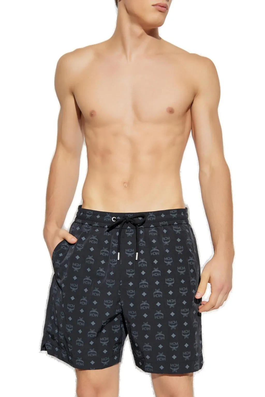 Mcm Logo Monogram Drawstring Swim Shorts