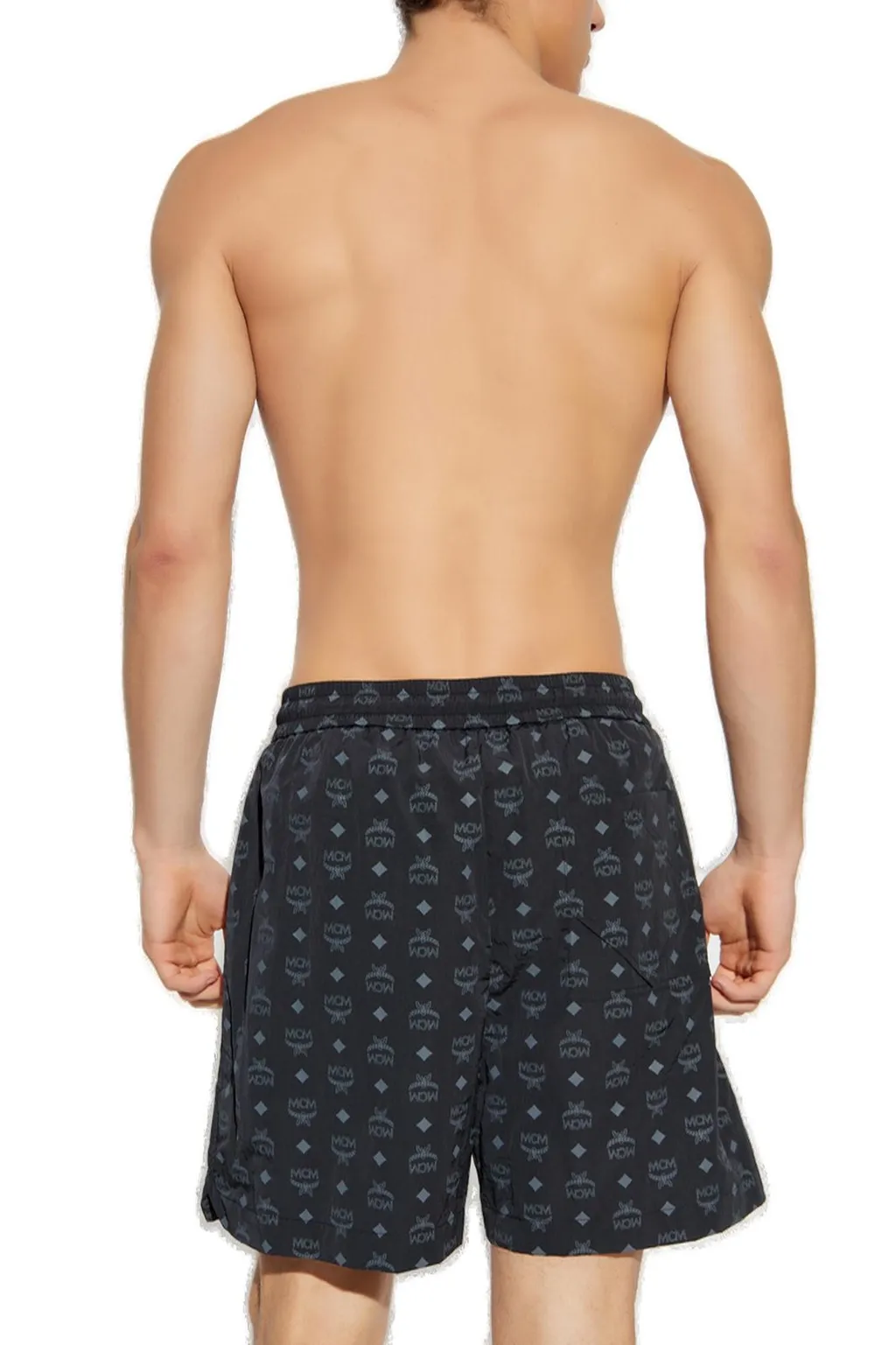 Mcm Logo Monogram Drawstring Swim Shorts