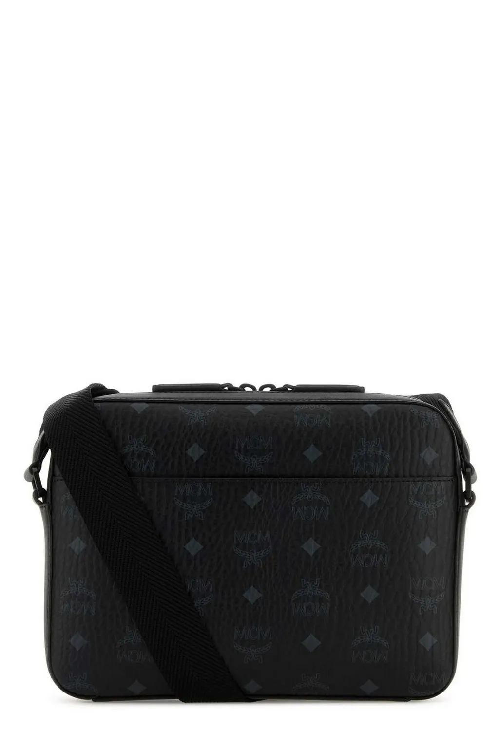 Mcm All-Over Logo Printed Zip-Up Messenger Bag