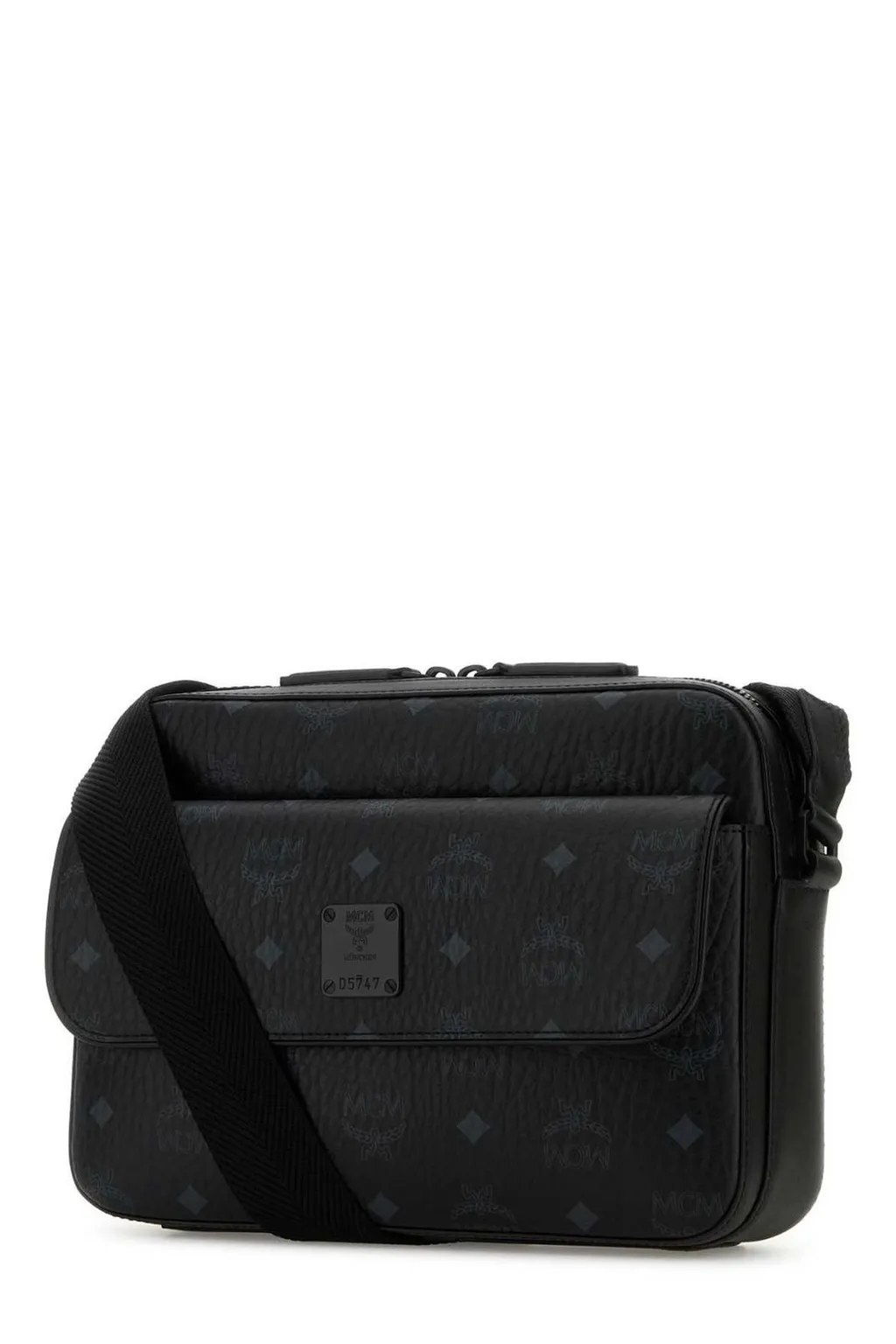 Mcm All-Over Logo Printed Zip-Up Messenger Bag