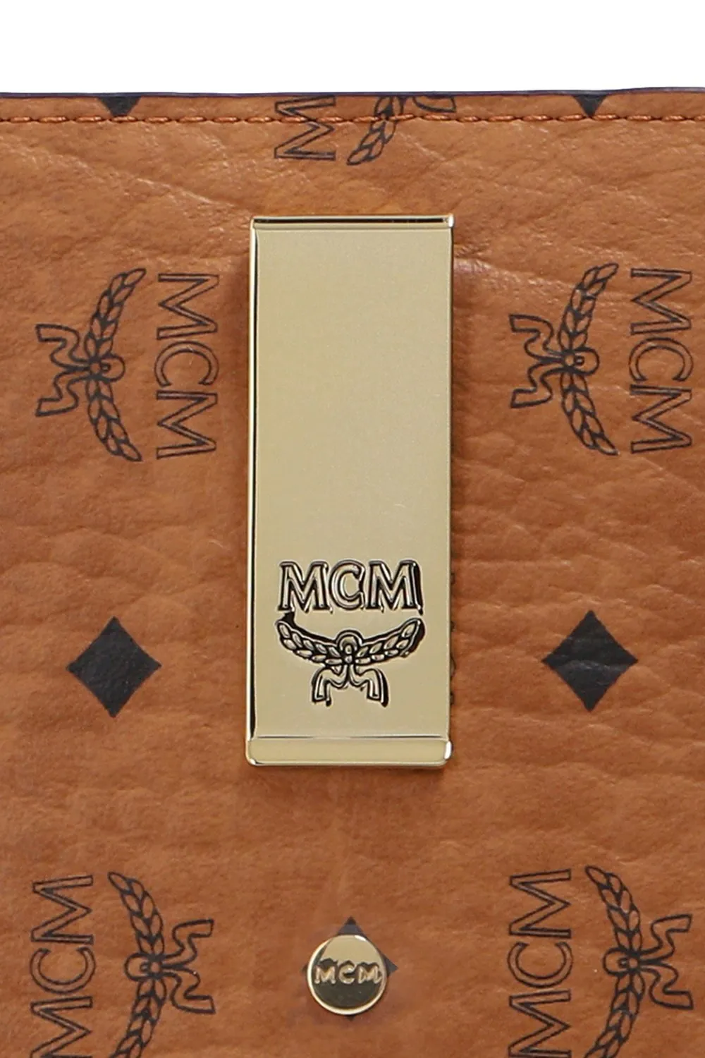 Mcm Monogram Print Money Clip Card Holder