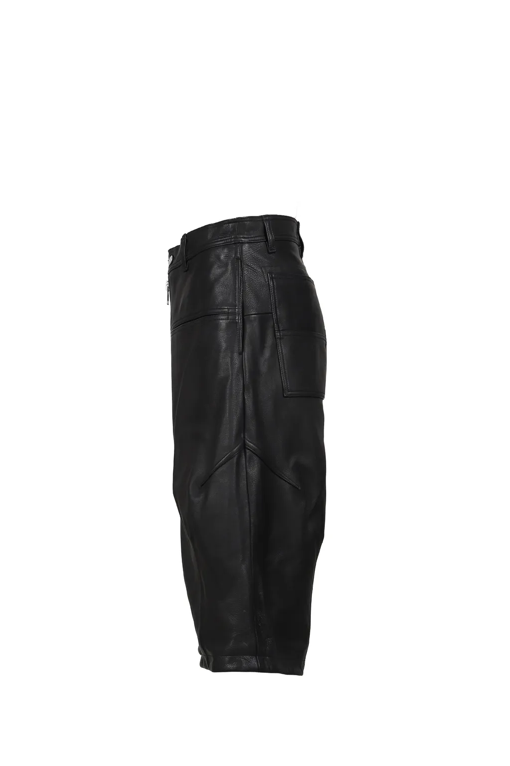 Cow Leather Baggy Shorts / Blk