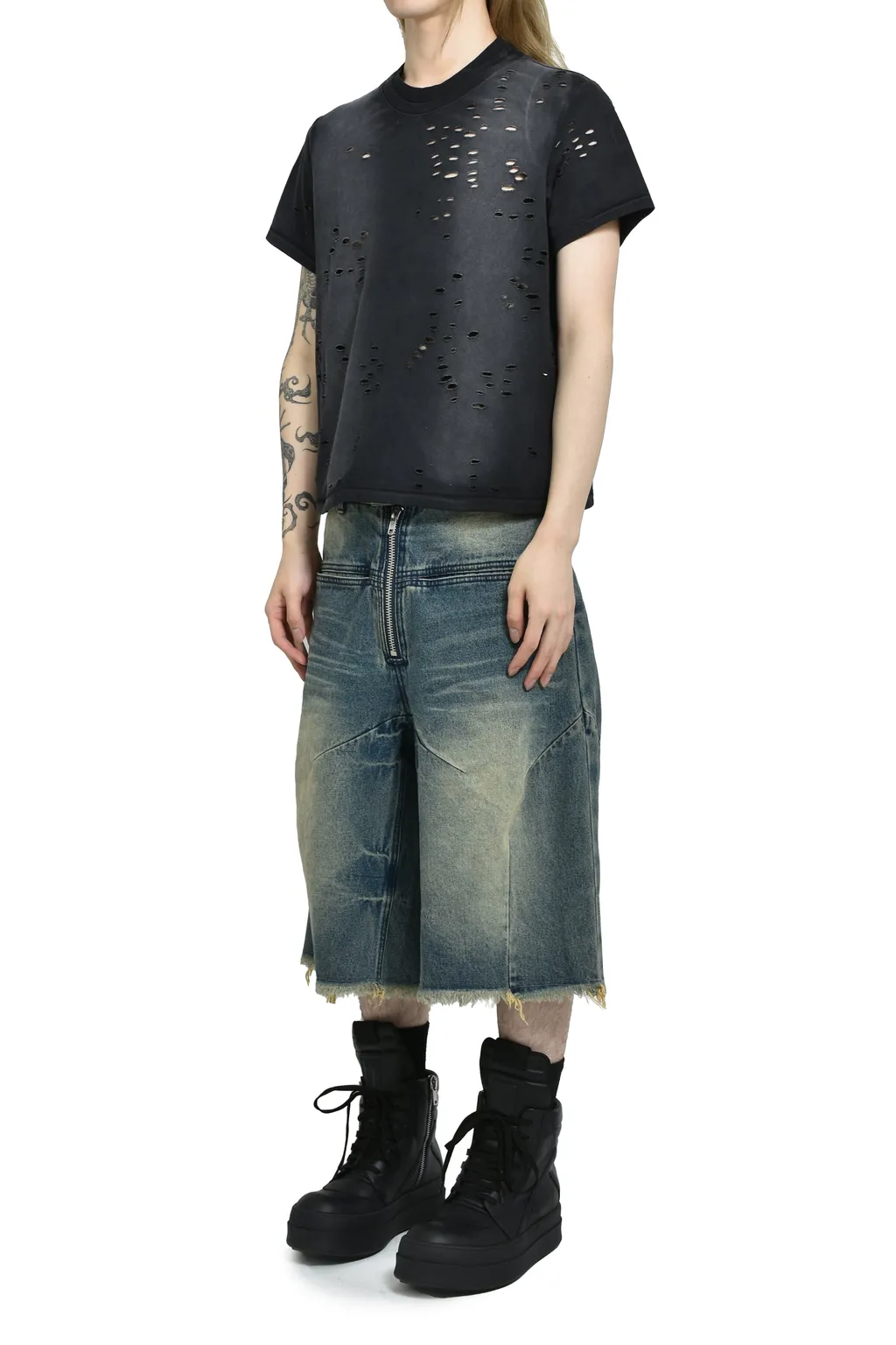 Front Zip Baggy Denim Shorts / D.Ind