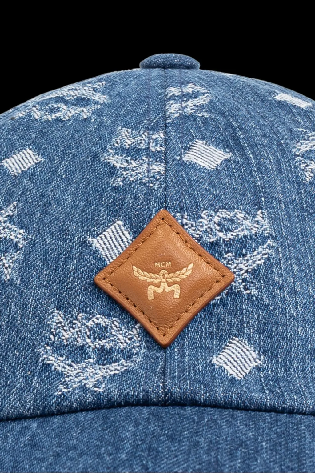 Mcm Logo Patch Denim Baseball Cap