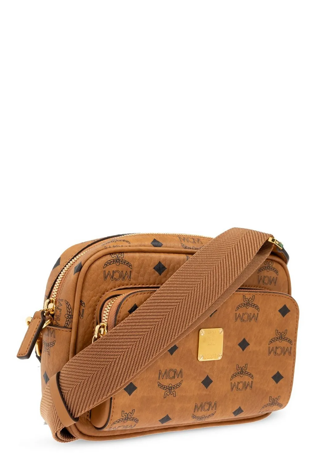 Mcm Aren Logo Plaque Shoulder Bag