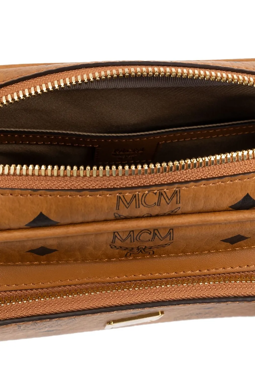 Mcm Aren Logo Plaque Shoulder Bag