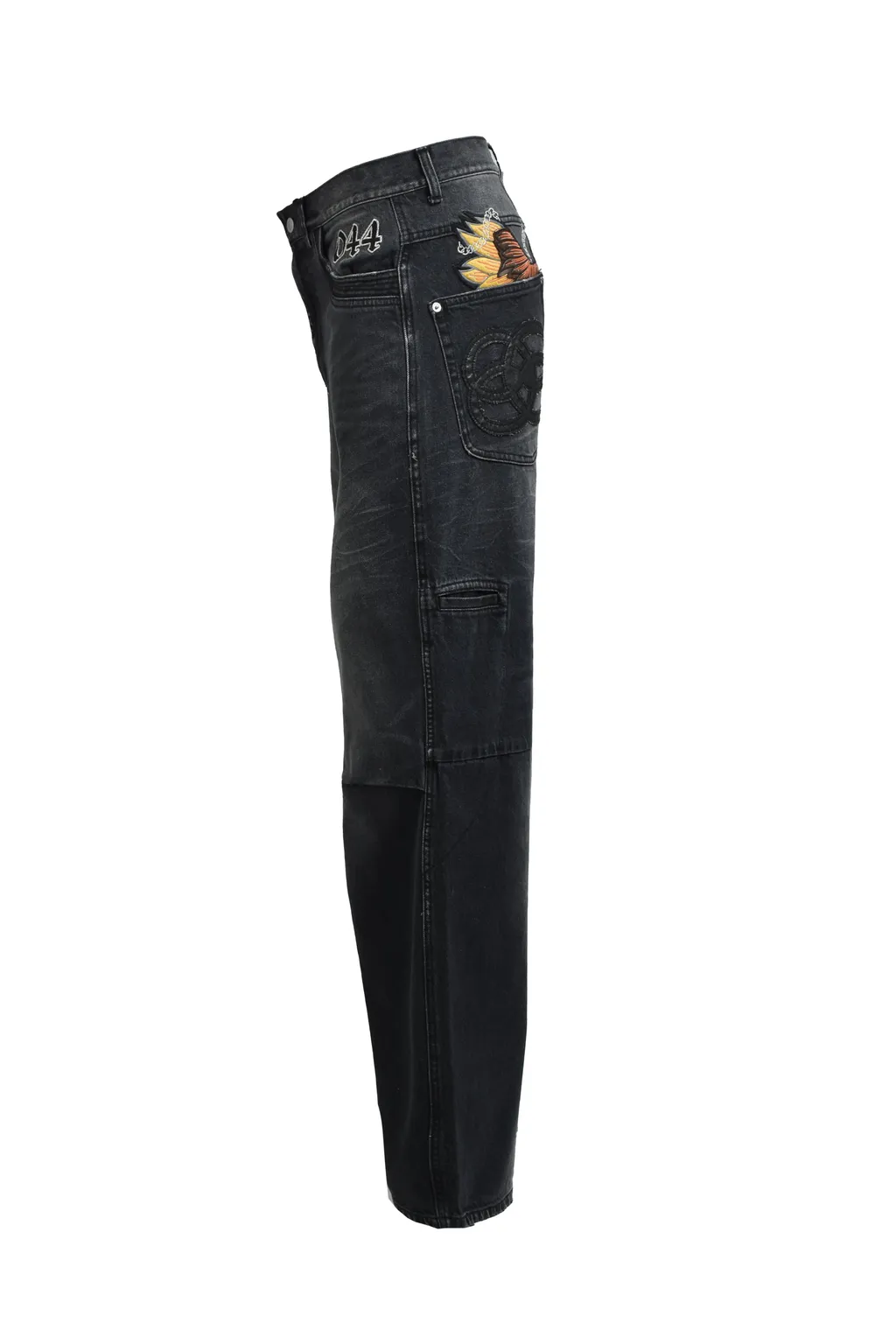 Chain ​​Eagle Patch Denim Pants / Blk