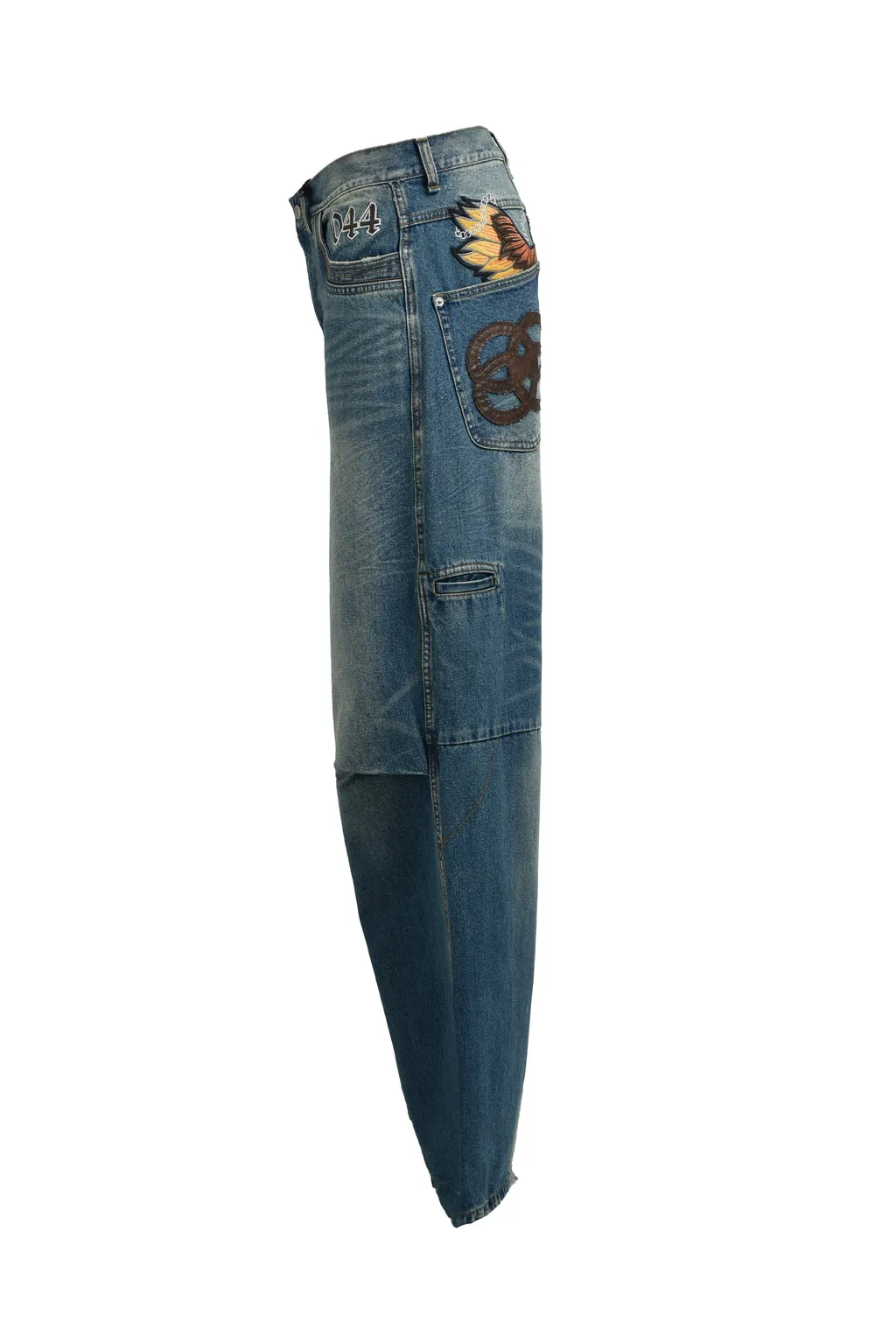 Chain ​​Eagle Patch Denim Pants / Ind