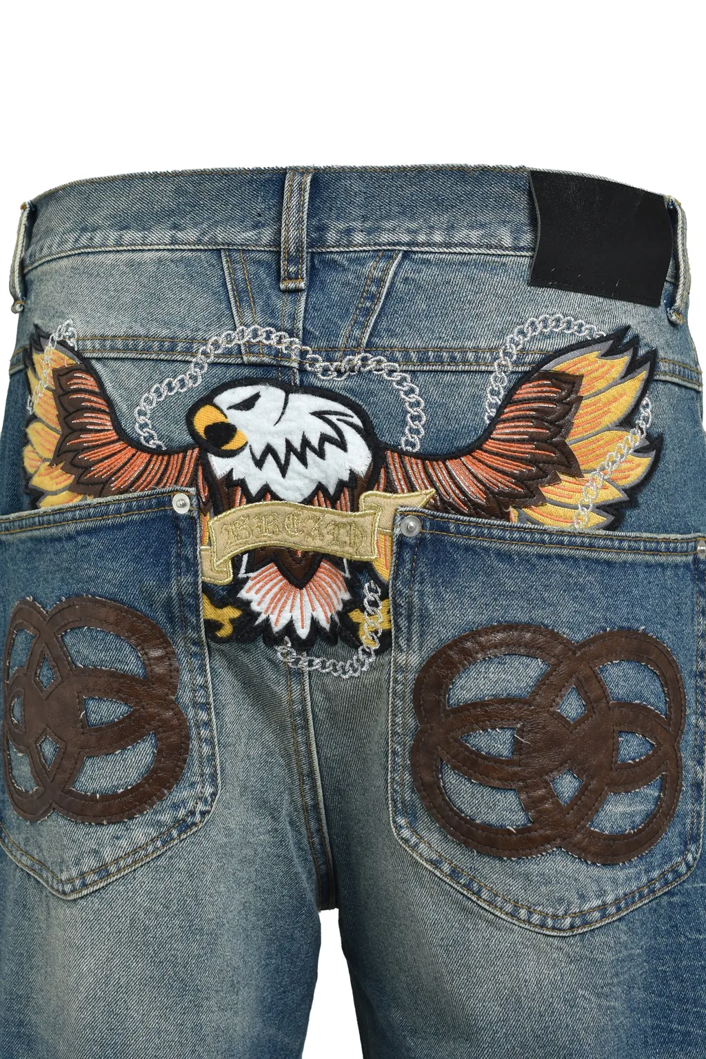 Chain ​​Eagle Patch Denim Pants / Ind