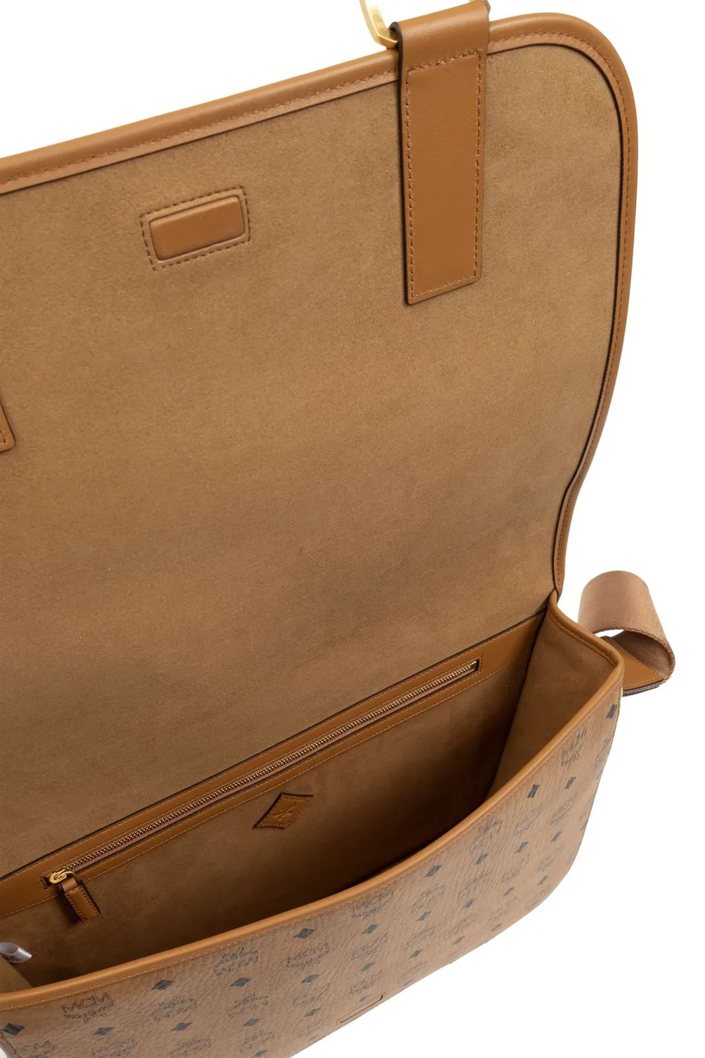 Mcm Logo-Printed Foldover-Top Shoulder Bag