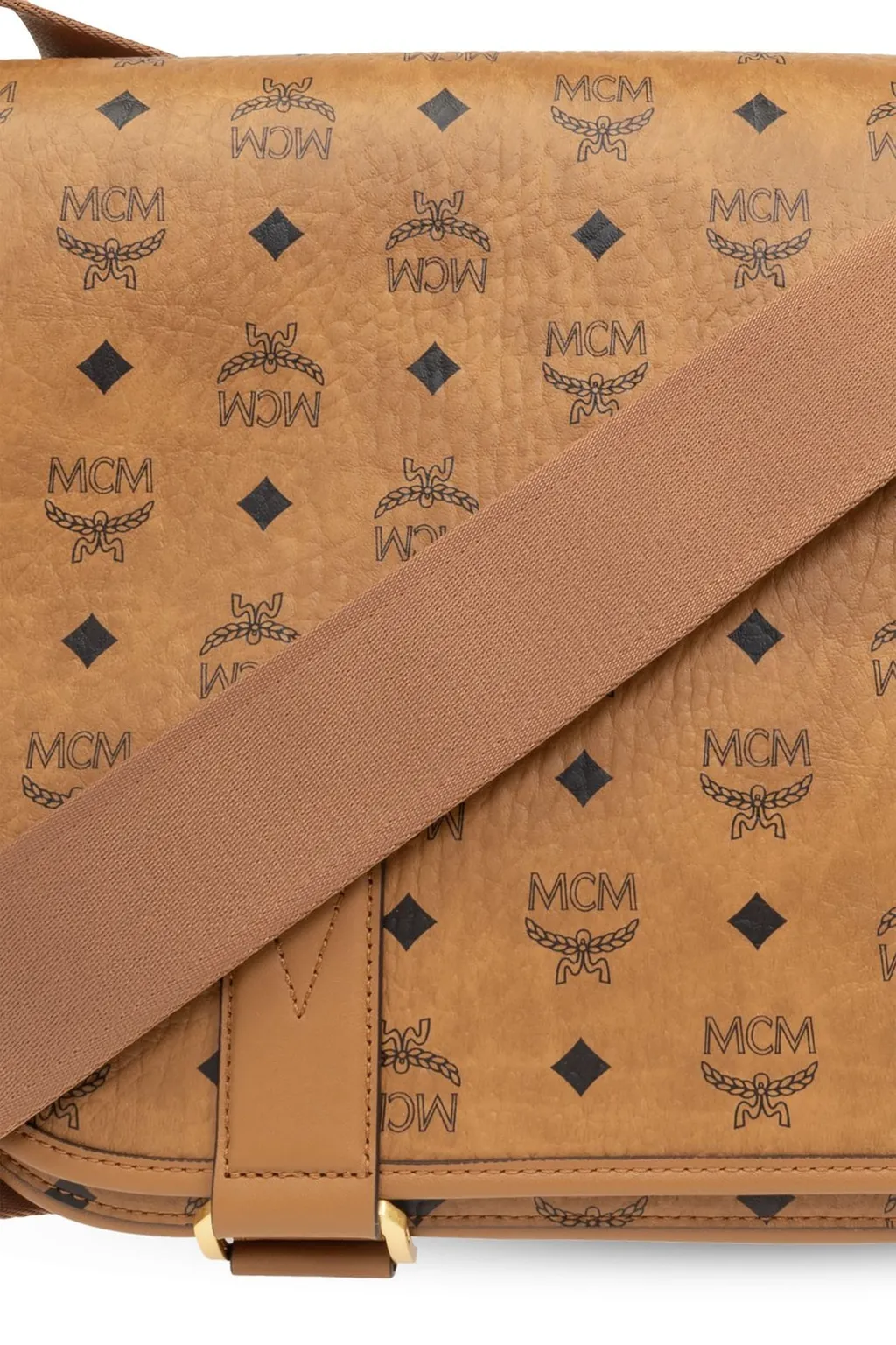 Mcm Logo-Printed Foldover-Top Shoulder Bag