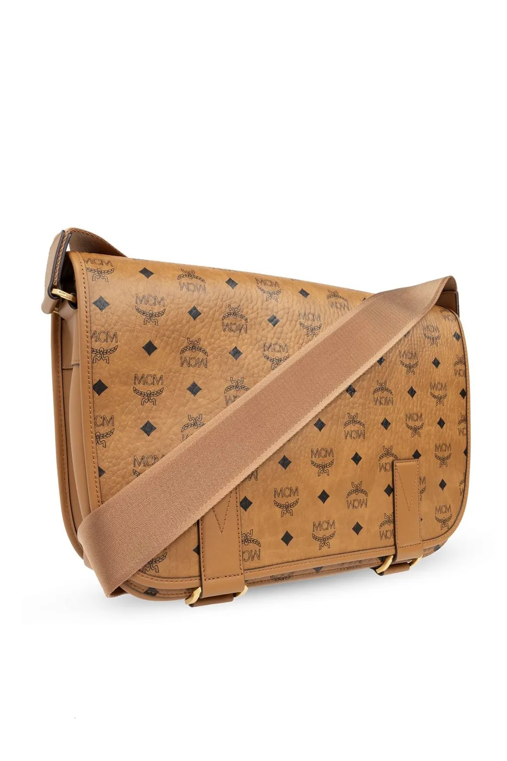Mcm Logo-Printed Foldover-Top Shoulder Bag