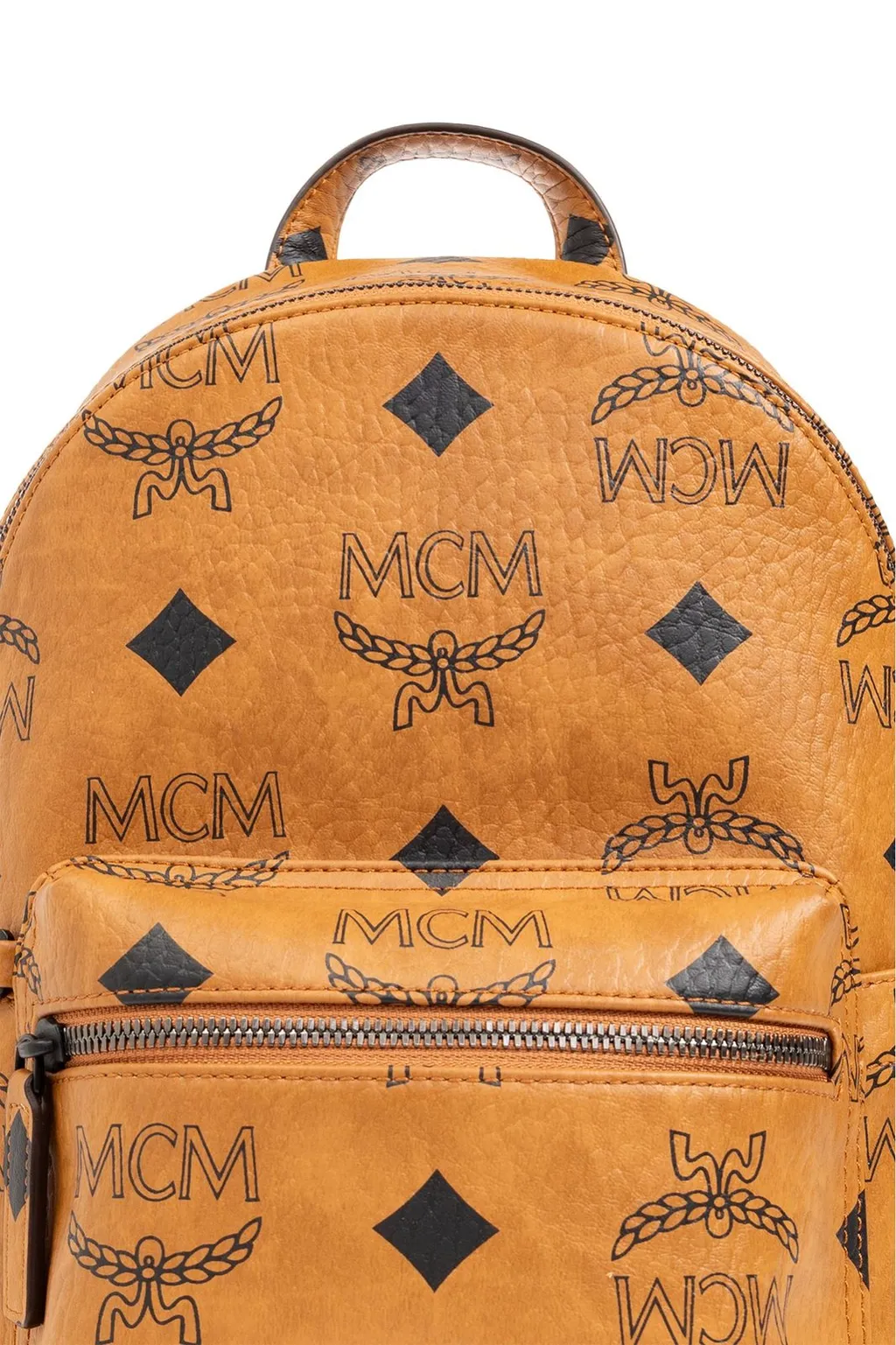 Mcm All-Over Logo Printed Zipped Backpack