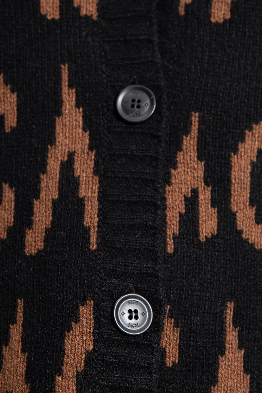 Mcm Monogrammed Intarsia Button-Up Cardigan