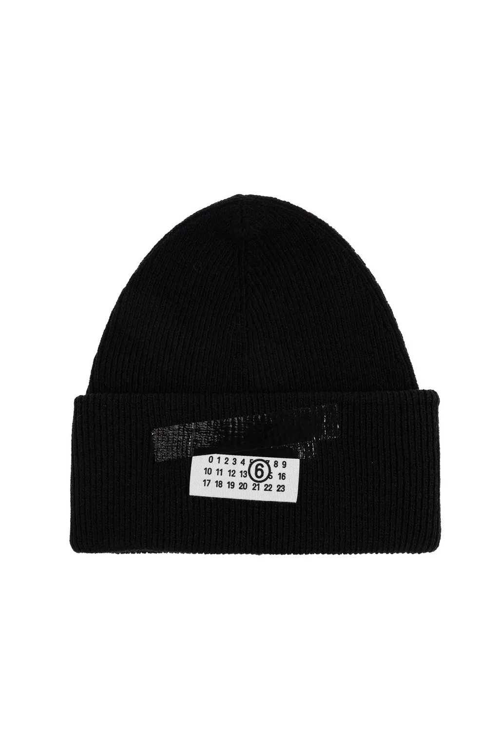 Mm6 Maison Margiela Logo Patch Ribbed Beanie